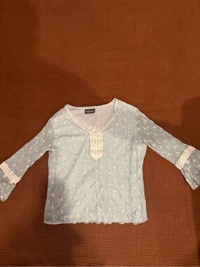 NOTATIONS CLOTHING Co. Blue Lace Shirt Check Measurements for Size